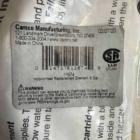Camco 11674  Hybrid Heat  Replacement Hot Water Heater Element   6 Gallon - Picture 4 of 4